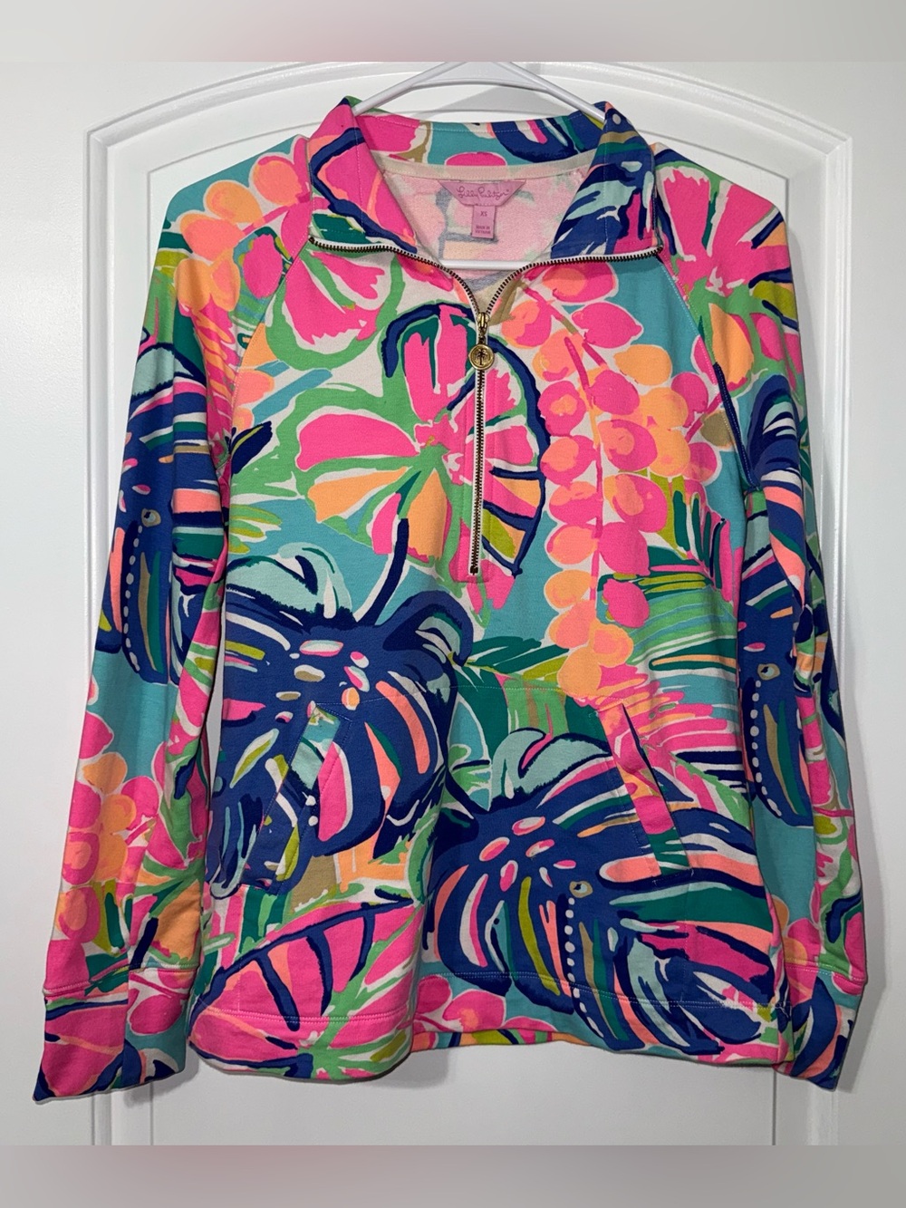 Lilly Pulitzer Skipper Popover Half Zip Pullover Womenβs Size XS Exotic Garden